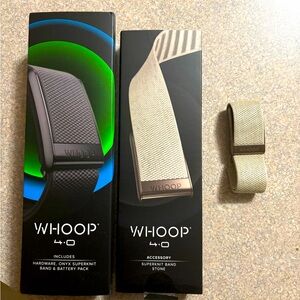 Whoop 4.0 Fitness Watch. Black and Cream Bands